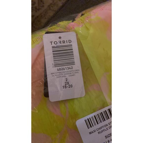 Torrid Silhouette Shadow Floral Maxi Chiffon Strapless Ruffle Dress - Picture 10 of 10